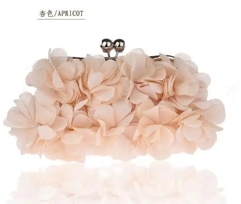 Elegant Silk Satin Evening Bag with 3D Big Flower
