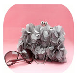 Elegant Silk Satin Evening Bag with 3D Big Flower