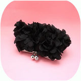 Elegant Silk Satin Evening Bag with 3D Big Flower