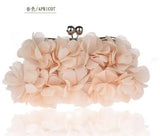 Elegant Silk Satin Evening Bag with 3D Big Flower
