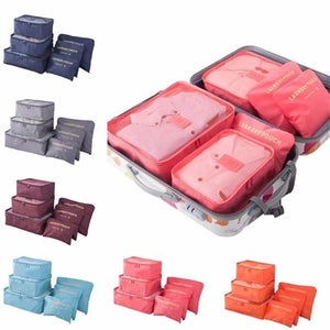 6Pcs Travel Clothes Storage Waterproof Bags Portable Luggage Organizer Pouch