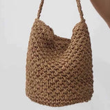 Large-capacity Straw Beach Bucket Bag