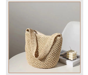 Large-capacity Straw Beach Bucket Bag