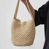 Large-capacity Straw Beach Bucket Bag