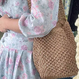 Large-capacity Straw Beach Bucket Bag