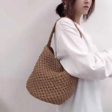 Large-capacity Straw Beach Bucket Bag