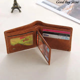 Men's Short Wallet Money Clip Foldable Leather Wallets Brown