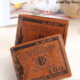 Men's Short Wallet Money Clip Foldable Leather Wallets Brown