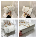 Women Bag Diamond Lattice Flap Bag Soft PU Leather Shoulder Bag