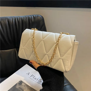 Women Bag Diamond Lattice Flap Bag Soft PU Leather Shoulder Bag