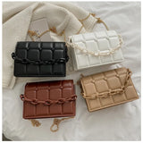 Quilted Plaid Flap Bag Soft PU Leather Shoulder Bag Chain Crossbody Clutch