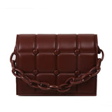Quilted Plaid Flap Bag Soft PU Leather Shoulder Bag Chain Crossbody Clutch