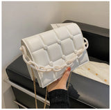 Quilted Plaid Flap Bag Soft PU Leather Shoulder Bag Chain Crossbody Clutch