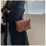 Quilted Plaid Flap Bag Soft PU Leather Shoulder Bag Chain Crossbody Clutch