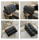 Quilted Plaid Flap Bag Soft PU Leather Shoulder Bag Chain Crossbody Clutch