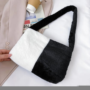 Faux Fur Shoulder Bag Fluffy Tote Handbag