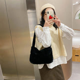 Women Plush Flower Pattern Shoulder Bags Faux Fur Handbag