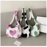 Plush Flower Pattern Shoulder Bag - Faux Fur Handbag