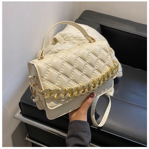 Quilted Plaid Shoulder Bag Chain Square Crossbody Messenger Bag