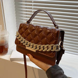 Quilted Plaid Shoulder Bag Chain Square Crossbody Messenger Bag