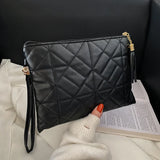 Plaid Tassel Handbag Women PU Zipper Bag Office Lady HandBag