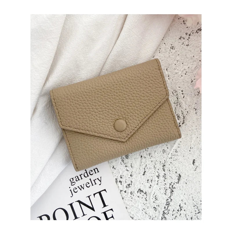Korea Women's Short Folding Wallet Soft Leather Envelope Paper Bag
