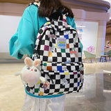 Plaid Women Backpack Harajuku Schoolbag Travel Backpacks