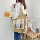 Japanese College Student Bag Large-capacity Canvas Handbag