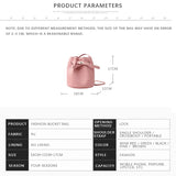 PU Leather Bucket Bag Ladies Shoulder Bag Solid Drawstring Bag