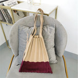 Large Capacity Shopping Handbags For Women Folded Knit Pleated Bags