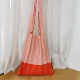 Large Capacity Shopping Handbags For Women Folded Knit Pleated Bags