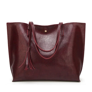 Women's PU Leather Shoulder Tote Bag Soft Leather Large Capacity