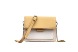 PU Leather Wide Shoulder Strap Cross Bag with Chain