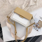 PU Leather Wide Shoulder Strap Cross Bag with Chain