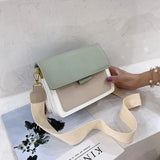 PU Leather Wide Shoulder Strap Cross Bag with Chain