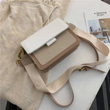 PU Leather Wide Shoulder Strap Cross Bag with Chain