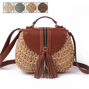 Bohemian Straw Beach Shoulder Bags with Tassel