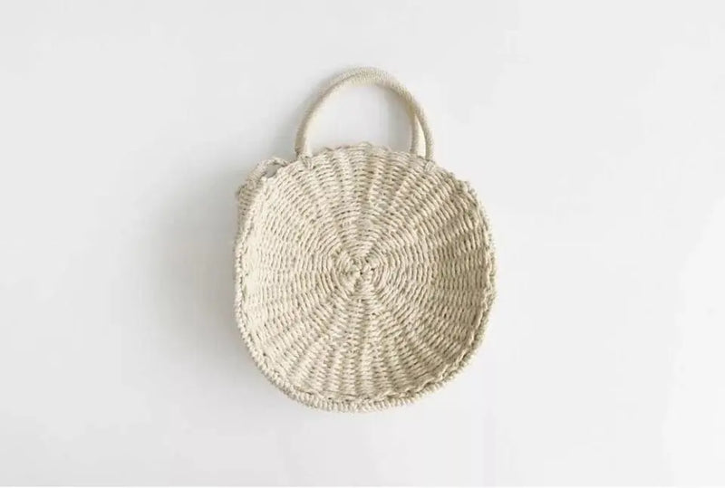 Vintage Straw Knitted Round Handbag Beach Tote