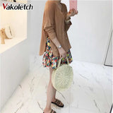 Vintage Straw Knitted Round Handbag Beach Tote