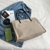 Large Canvas Tote Bag Women Shopping Shoulder Bag Solid Handle Reusable Tote