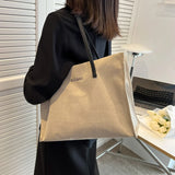 Large Canvas Tote Bag Women Shopping Shoulder Bag Solid Handle Reusable Tote