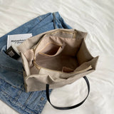 Large Canvas Tote Bag Women Shopping Shoulder Bag Solid Handle Reusable Tote