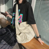 Large Capacity Canvas Shoulder Bag Soft Denim Travel Leisure Fashionable