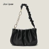 Large Capacity Tote Bag Women PU Leather Shoulder Bag Hollow Chain