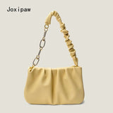 Large Capacity Tote Bag Women PU Leather Shoulder Bag Hollow Chain
