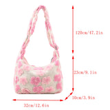 Plush Floral Winter Handbag Soft Fluffy Shopping Bag Hobo B