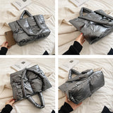 Winter Big Totes Purses Women Shoulder Bags Down Fabric Bag