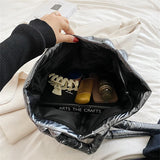 Winter Big Totes Purses Women Shoulder Bags Down Fabric Bag