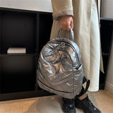 Women's Stripe Down Fabric Backpack Water Proof School Bag