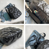 Women's Stripe Down Fabric Backpack Water Proof School Bag